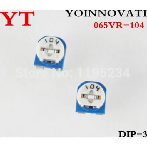100pcs/lot 065 Variable Resistor ,Horizontal 100K (104) blue white adjustable resistance Best quality