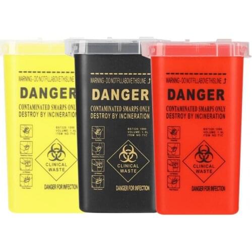 1L Thickened plastic disposable sharp medical needle collection bucket discarded tattoo needle trash bin auxiliary tools