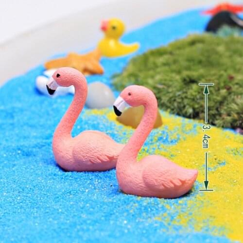 2Pcs/Set 2cm*3cm DIY Fairy Decoration Ornaments Micro Flamingo Figurine Small Garden Miniature Plants Animals home decor