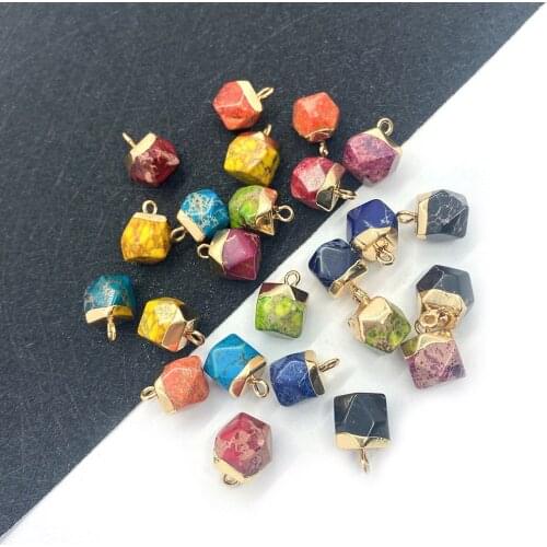 3pcs/bag Turquoise Pendant Jewelry Natural Stone Polygon Bead Electroplating Process DIY Making Earrings Accessories Charm