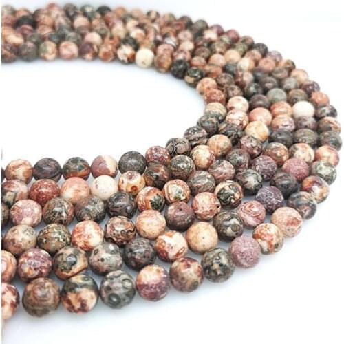 4-12mm Fashion Jewelry Natural Gem Red Leopard Stone Beads Energy Crystal Healing Gemstone Yoga Health