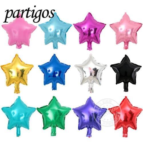 50pcs 10inch five-pointed star shaped foil balloon wedding birthday decor pure color metallic Inflatable globos toys