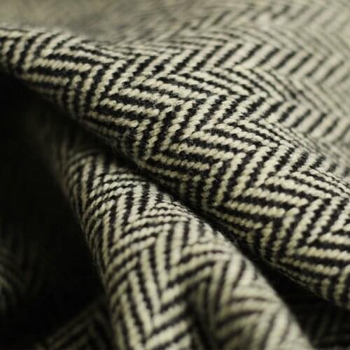 White waxberry 150cm 540g/m Beige white black Herringbone Wool tweed fabrics clothes Garment sewing materials Free shipping