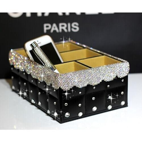 Block Type for Car Armrest Box Desktop Rhinestone Storage Box for All Little Things Mobile Phone / Stationery / Cosmetic