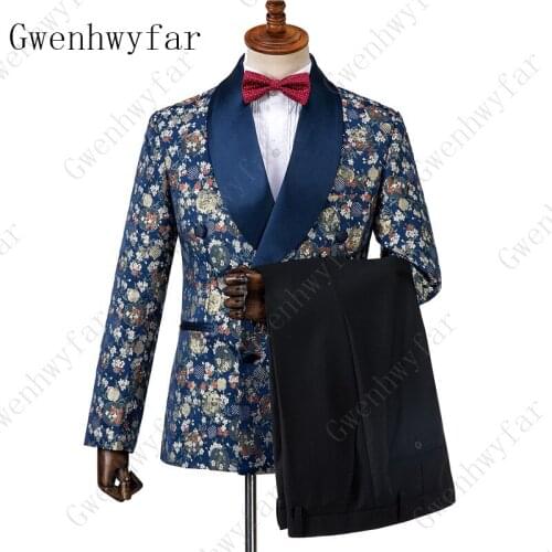 Gwenhwyfar Floral Groom Suit Business Formal Tuxedo High Quality Costume Homme Baroque Vintage Men Suits For Wedding 3 Pieces