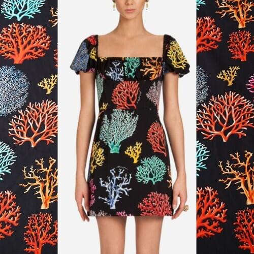 Coral printed cotton fabric meter 140 cm width digital printing direct injection process dress cotton fabric wholesale cotton cl