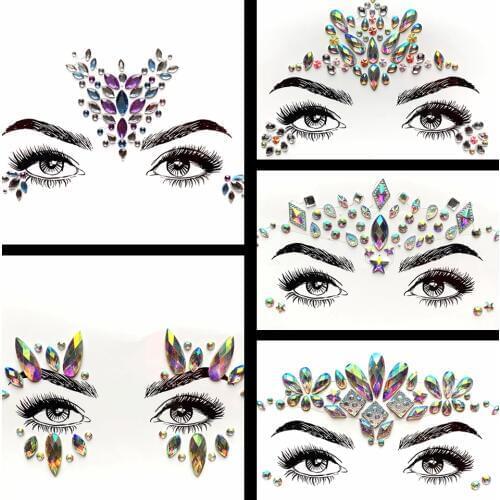 Crystal Eye Sticker 3D Forehead Eyebrow Face Jewelry Decoration Boho Handpicked Makeup Tools Cosmetic For Performance Prom Bride