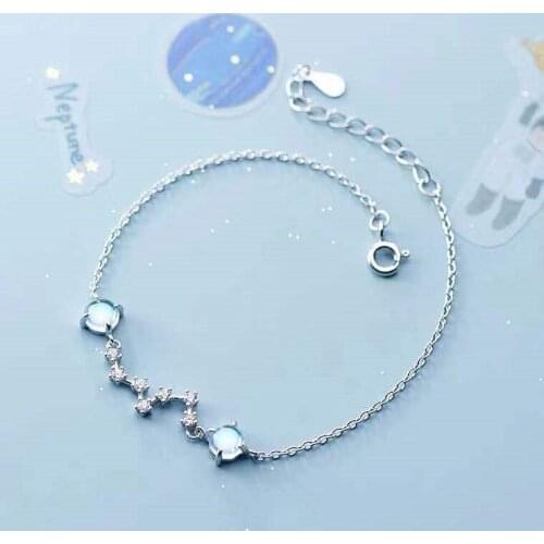 Classic Handmade Silver Plated Exquisite Moonstone Round Bead Charm Bracelet & Bangle for Women Wedding Banquet Party Jewelry