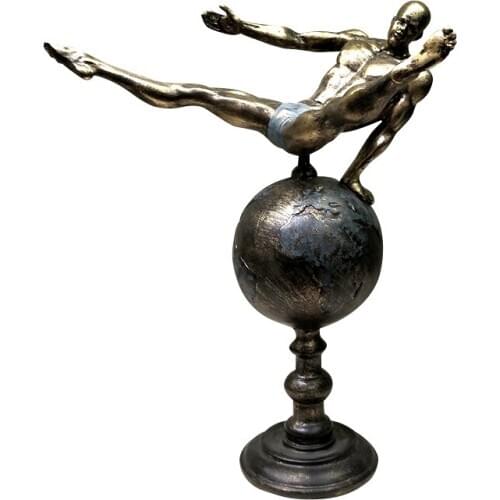 Creative Mens Gymnastics Sculpture Resin Gymnast Statue Sports Figure Trophy Souvenir Globe Decor Ornament Championship Present