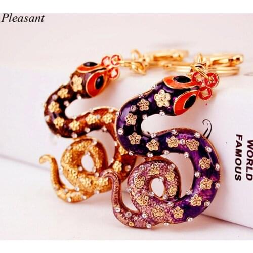Creative New Products Crystal Snake-shaped Keychain Ladies Bag Personality Pendant Jewelry Gift