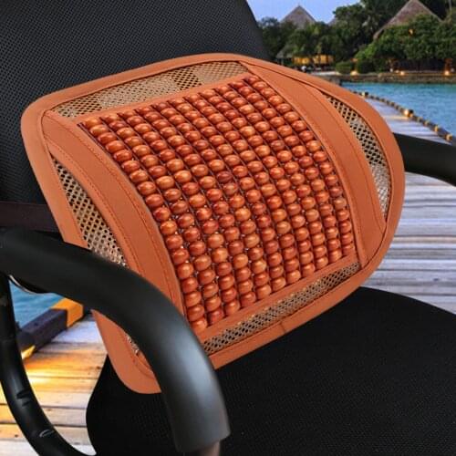Massage Back Lumbar Support Mesh Ventilate Cushion Pad Mesh Support Car Seat Office Chair Wood Beads Chair Support Back Lumbar