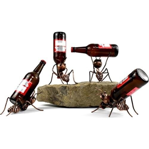 Metal Ant Wine Rack Bar Wine Cabinet Display Stand Europe Style Beer Wiskey Holder Home Decoration Crafts Kitchen Organization