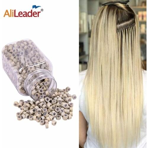 Alileader 1000Pcs 5.0Mm*3.0Mm Micro Silicone Lined Rings/Links/Beads Micro Links Beads Hair Accessories Hair Extensions Tool Kit