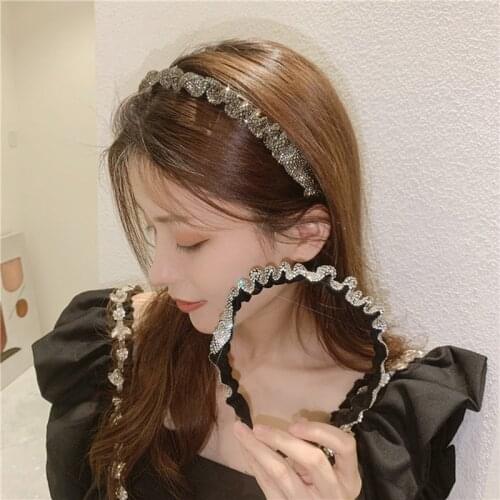 Fashion Luxury BlingBling Headband for Women Girls Full Rhinestone Hairband Sliver Fold Female Hair Hoop Hair Accessories