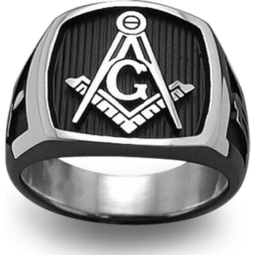 Retro Men AG Masonic Ring Silver Plated Freemason Ring Hip Hop Steampunk Party Ring Church Belief Ring Birthday Gifts Jewelry