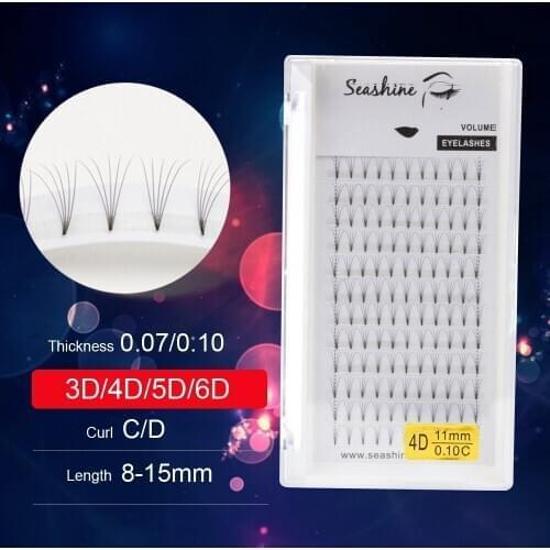 Seashine Russian Premade Volume Fans Eyelashes Extension C Curl 0.07 Thickness Short Stem Eyelashes Makeup Tools