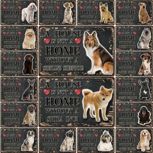 [ Kelly66 ] Pets Dogs Pomeranian Pug Shiba Inu Yorkie Tin Poster Metal Sign Home Decor Bar Wall Art Painting 20*30 CM Size Dy111