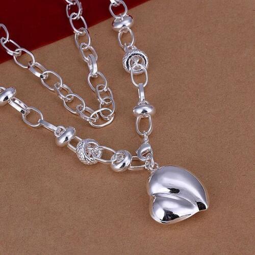 Wholesale silver plated Necklaces & Pendants,925 Jewelry silver,Peach Heart Pendant Necklace SMTN055