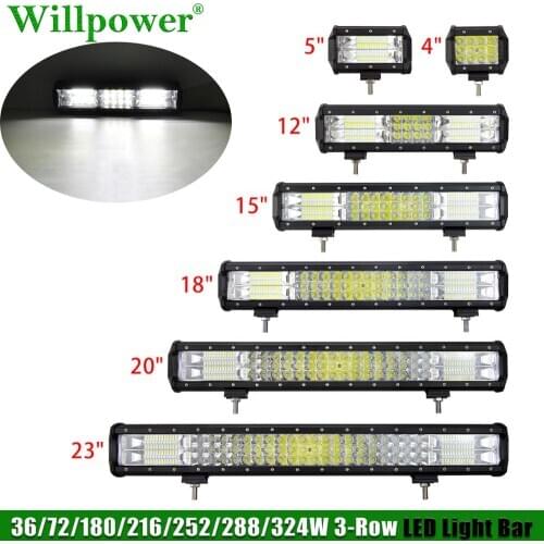 Offroad SUV Car 4" 5" 12" 15" 18" 20" 23" LED Light Bar For Jeep JK 4WD UTV Tractor 4x4 Truck Tri-Row Lightbar Fog Spotlight