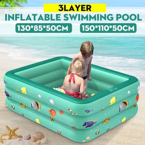 120/130/150/180/210 Cm Rectangular Inflatable Swimming Pool Kids Paddling Pool Pvc Bathing Tub Outdoor Summer