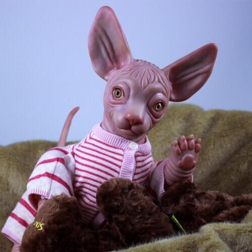 Real Touch 18inch Reborn Sphynx Cat Limb Mold Realistic Cat Model Doll Vivid painted Sphynx Cat reborn baby doll