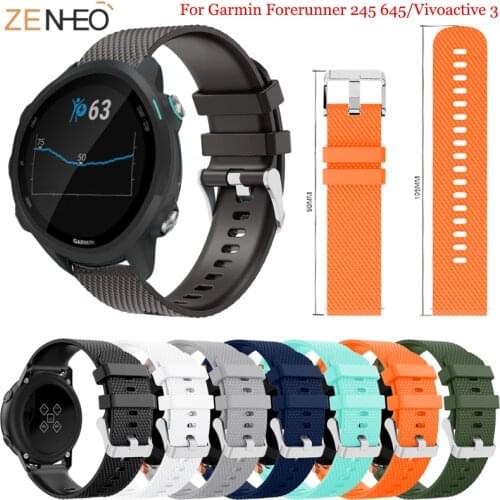20mm Colorful Soft Silicone Replacement Strap for Garmin Vivoactive3 wristbandFor Garmin Forerunner 245 245M 645 Watch band