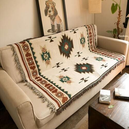 Retro Leisure Blanket Sand Release Cover Blanket Line Blanket Cotton Blanket Living Room Carpet Universal Cover Towel