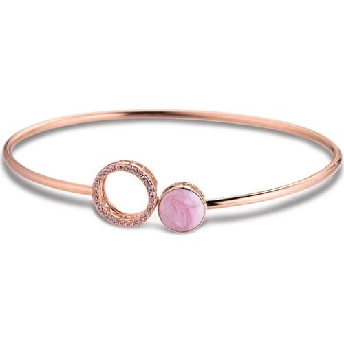 Rose Pink Swirl Bangle 100% 925 Sterling Silver Jewelry Free Shipping