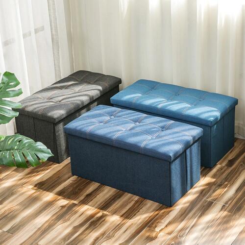 Denim fabric storage stool bench can sit adult foldable stool ottoman covered toy storage box can be customized