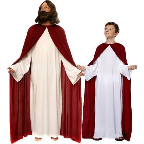 Umorden Easter Purim Halloween Costume Family Matching Christ Jesus Costumes Jesus Cosplay Robes for Men Boys Kids