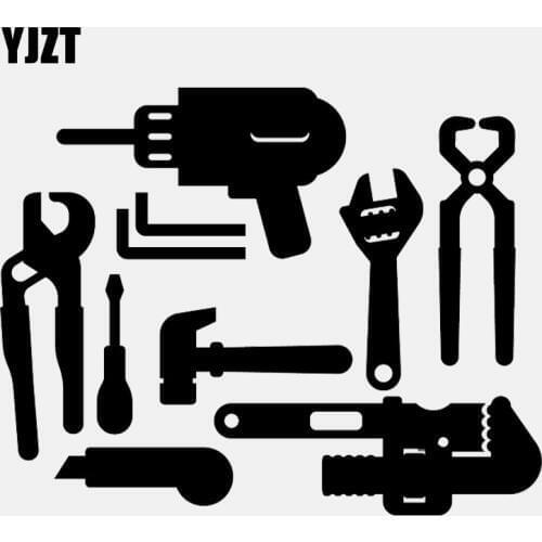 YJZT 16.2CM*12.8CM Electric Drill Wrench Small Knife Hammer Screwdriver Repair Tool Vinly Car Sticker C22-0520