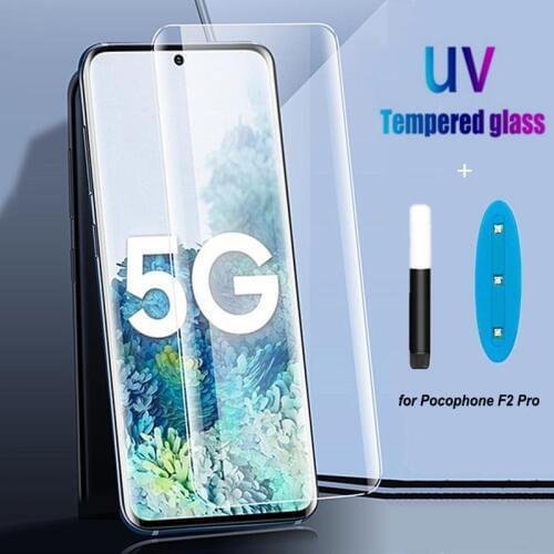 UV Glue Glass For Xiaomi Mi Poco F2 Pro Glass UV Liquid Protective Glass For Xiaomi Poco F2 Pro PocoF2 F2Pro Screen Protector