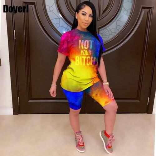 Plus Size Woman Two Piece Outfit Set Tracksuit Summer Clothes for Women 2020 Matching Sets Jogging Femme Top Biker Shorts Set