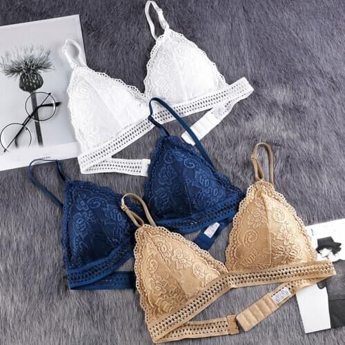 Fashion Women Underwear Push Up Padded Bra French Style Bralette Seamless Deep V Lace Bra Lingerie Wireless Thin Intimates