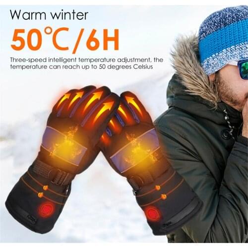 Winter Motorcycle Heated Gloves Touch Screen Warm Skiing Gloves Heating Thermal Gloves For Hunting Fishing Skiing Cycling