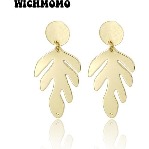 2019 New Fashion Trendy 60mm 1 Pair High Quality Zinc Alloy Gold Leaves Dangle Earrings for Girls Party Gifts Accessories