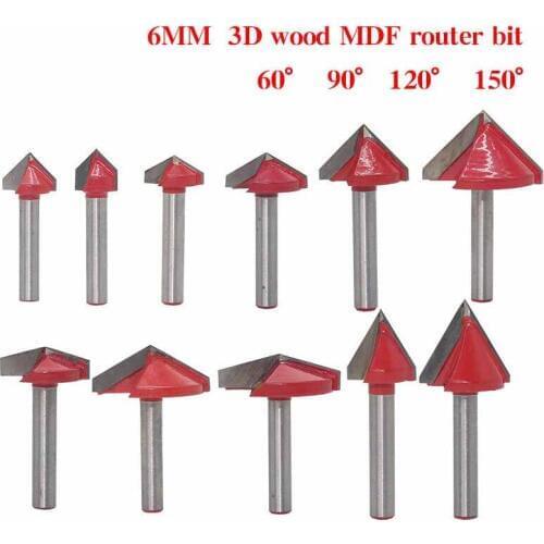 1Pcs 6mm Shank 90 Degree V Type Milling Cutters Wood Cutter Engraving Knife Router Bit For Woodworking Cutting Tools