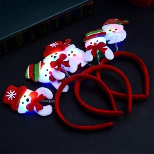 1pc Light Up Santa Claus Christmas Headband Headwear Hair Jewelry Accessories For Party Holiday Decoration Random Delivery