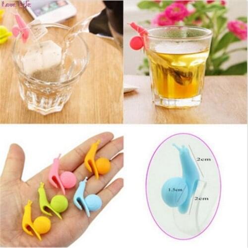 5Pcs Cute Snail Shape Tea Bag Holder Mug Tea Bag Hanging Rack Party Wine Glass Marker Decoration Cup Identify