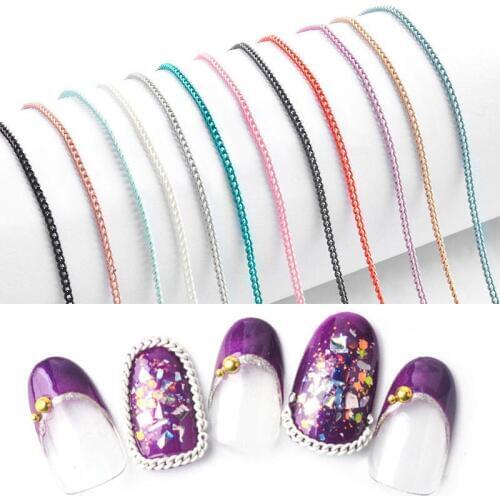 50cm/pack Nail Decoration Accessories 3D colorful Charm Jewelry Metal DIY Design Line Nail Art Decoration D0015