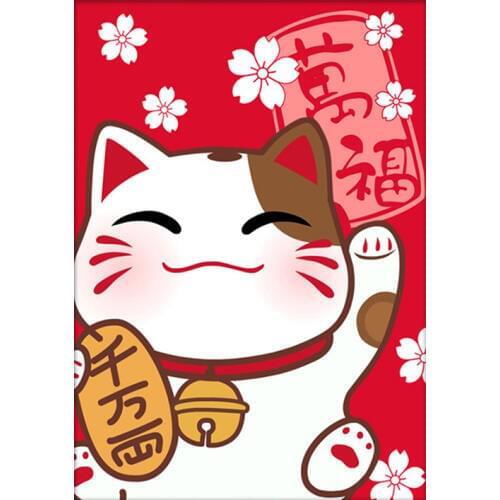 5D DIY Diamond Painting Lucky Cat Japanese Style Congratulations Fortune Embroidery Full Drill Cross Stitch Rhinestone Mosaic