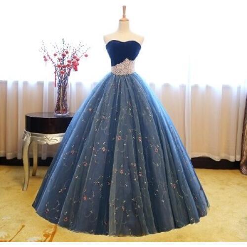Royal blue crown beading 18th century ball gown medieval dress Renaissance gown queen Victorian dress Antoinette/Belle Ball