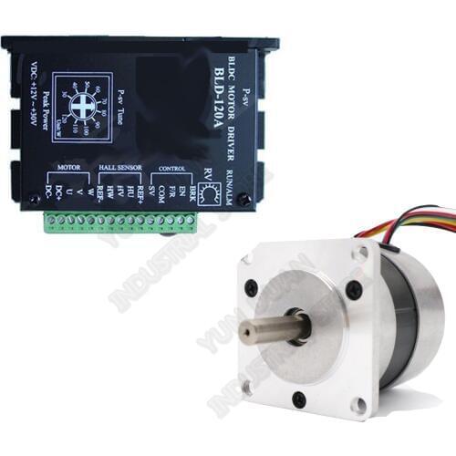 100W Brushless Motor Driver Kits 24VDC BLDC NEMA23 57MM 0.33Nm Hall Sensor Drive 8A Adjustable Speed 3000RPM PWM 3PH 8mm Shaft