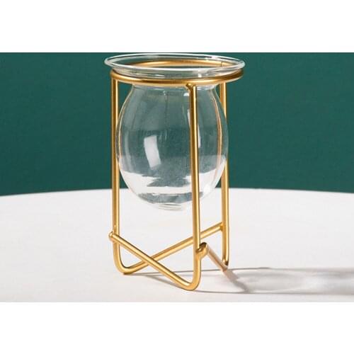 Flowerpot Glass Propagation Station Hydroponic Plant With Metal Frame Kitchen Home Art Decor Test Tube Vase