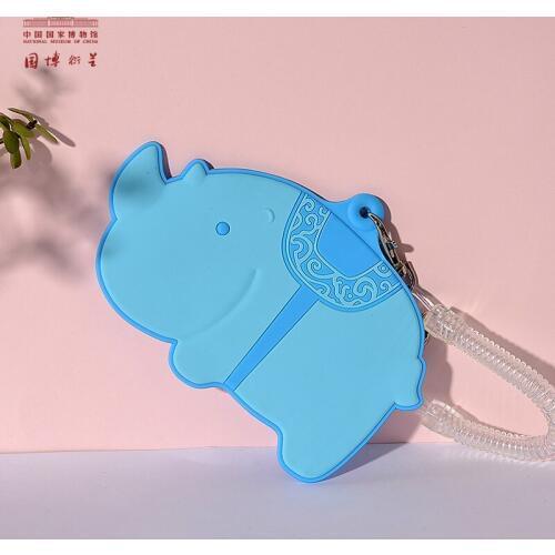 NATIONAL MUSEUM OF CHINA Rhinoceros Cartoon Card Holder Soft Cute Creative Eco-Friendly Material Card Bag for ID Card Holder