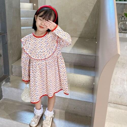Kids clothing 2021 girls dress cotton sweet Cartoon rabbit full print cute girl long sleeve dress