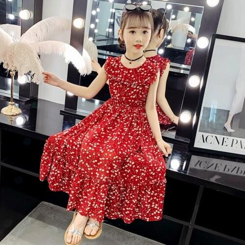 Teen Girls Casual Dress Flower Printing Children Clothes Cute Princess Party Dresses 4 5 6 7 8 9 10 11 12 Year Girl Clothes