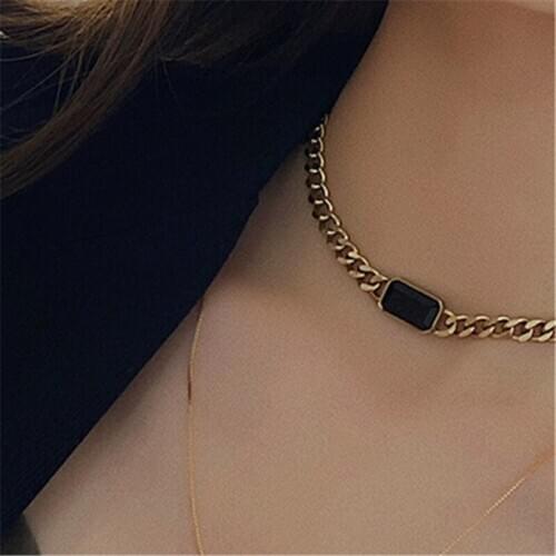 FACEINS Retro Fashion Double-layer Metal Chain Necklace Simple Cold Wind Stacking Sweater Chain Wild Double-layer Clavicle Chain
