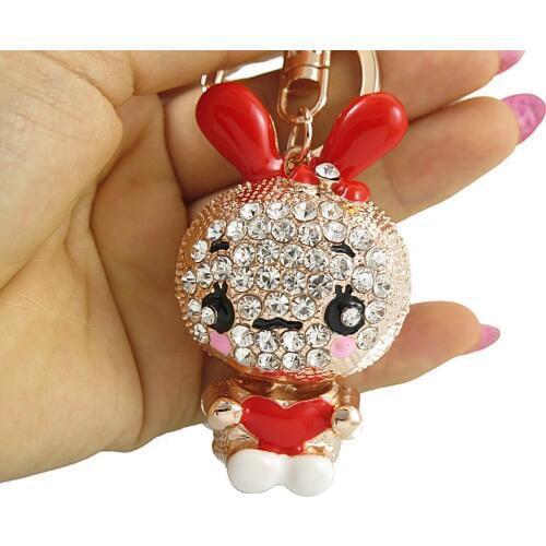 Animal Enamel Rabbit Keychains Pendant Key Chain Crystal Keychain Car Gold Key Chain Bag Charms Key Chains Holder