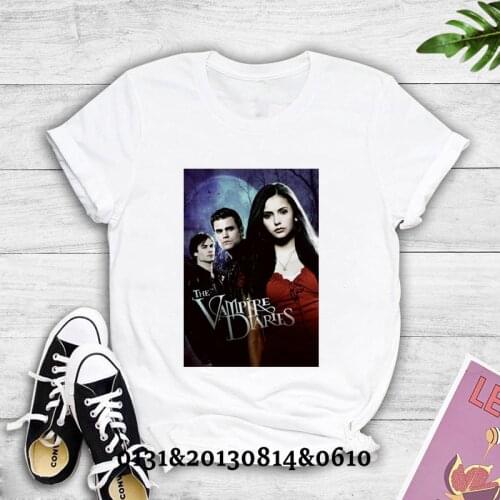 T Shirt Harajuku The Vampire Diaries Womens T-shir Summer Loose Top Female Ulzzang Clothes Casual O-neck Ladies Tees top shirts